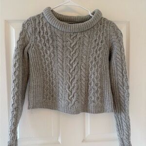 Club Monaco Gray Cable Knit Turtleneck Sweater